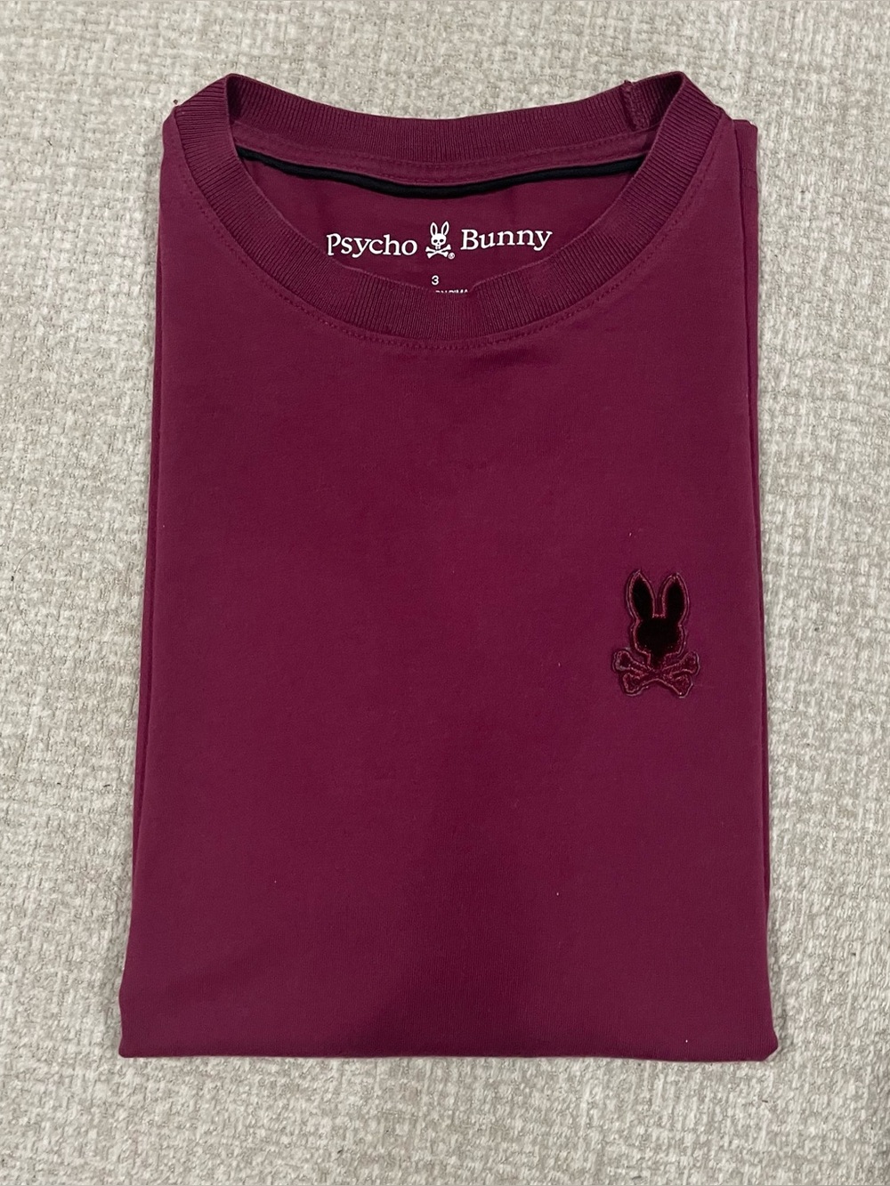 Psycho Bunny Men's Burgundy Crewneck Shirt - Size 3